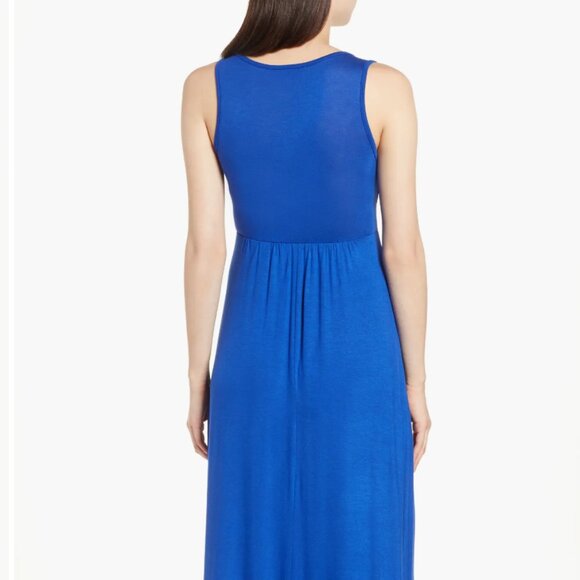 V-Neck Jersey Maxi Dress, "Blue Maze," size PM - Picture 2 of 2